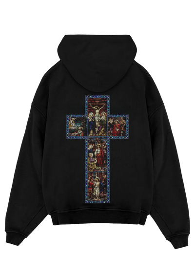 REPENT STAINED CROSS OVERSIZED HOODIE